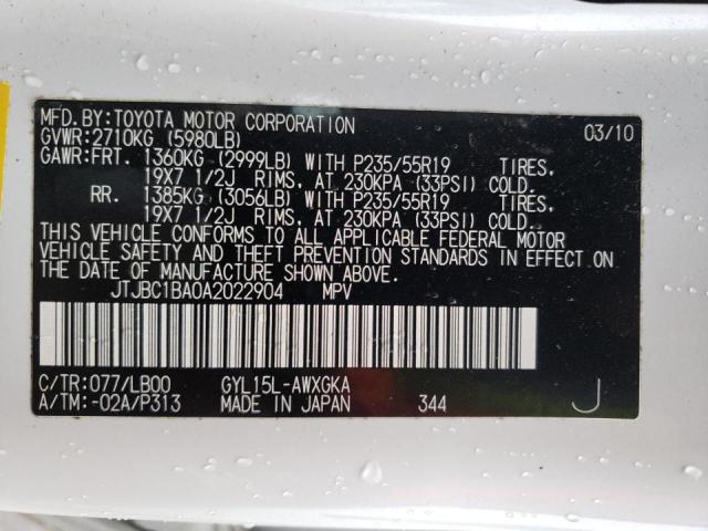 2010 LEXUS RX 450 JTJBC1BA0A2022904