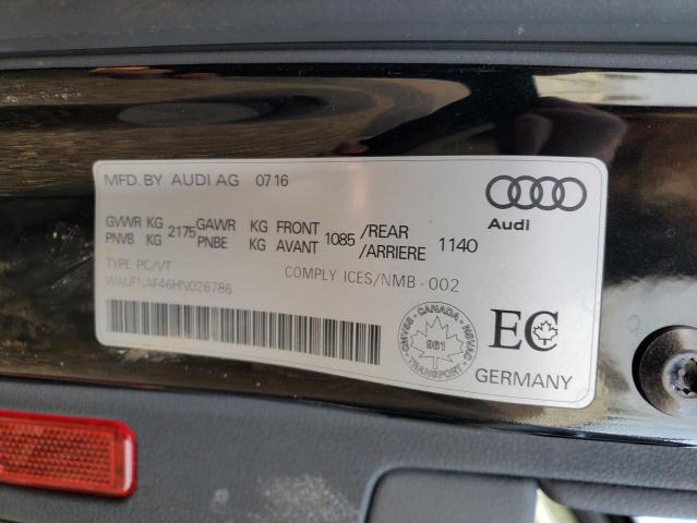 2017 AUDI A4 PRESTIG WAUFNAF46HN026786
