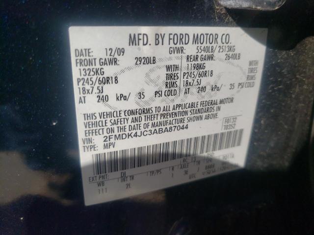2FMDK4JC3ABA87044 Ford Edge Sel 2010. Фото: 9