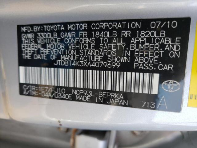2010 TOYOTA YARIS SEDA JTDBT4K3XA4079699