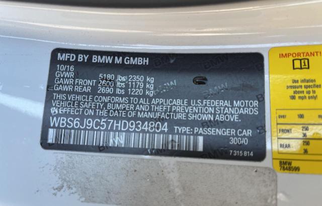 2017 BMW M6 WBS6J9C57HD934804