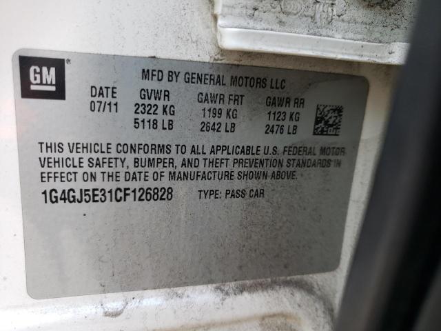 2012 BUICK LACROSSE T 1G4GJ5E31CF126828