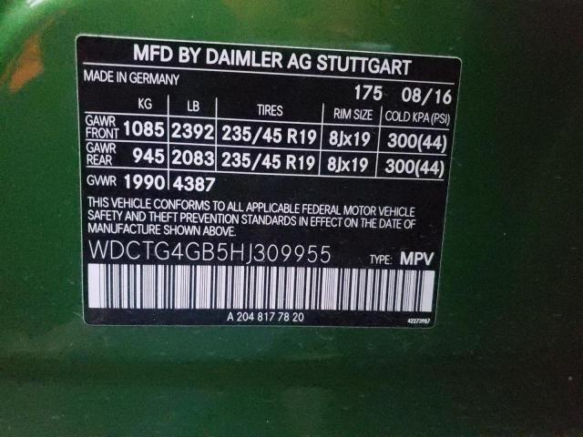 WDCTG4GB5HJ309955 Mercedes-Benz Gla 250 4matic