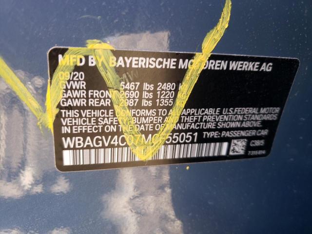 2021 BMW 840XI WBAGV4C07MCF55051