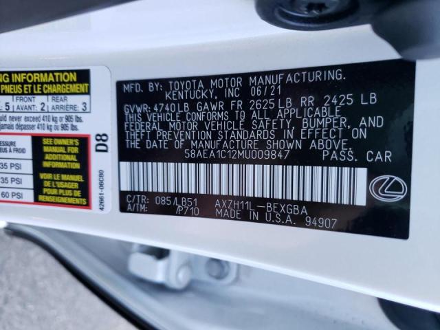 2021 LEXUS ES 300H LU 58AEA1C12MU009847