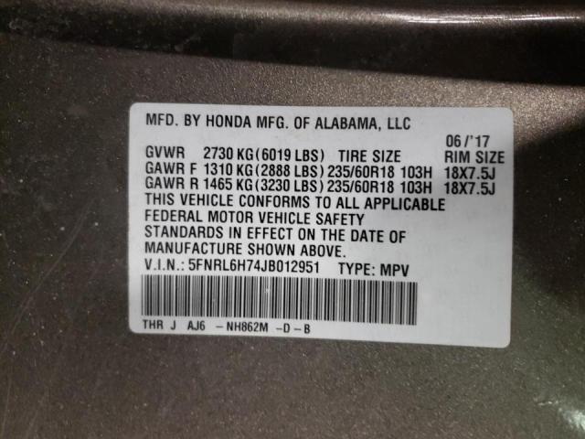 2018 HONDA ODYSSEY 5FNRL6H74JB012951