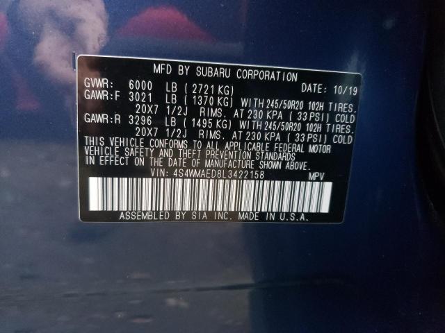 2020 SUBARU ASCENT PRE 4S4WMAED8L3422158