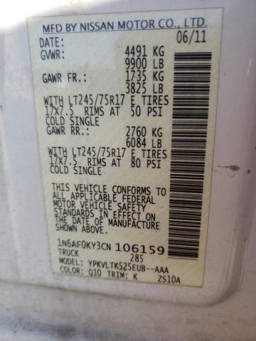 2012 NISSAN NV 2500 1N6AF0KY3CN106159
