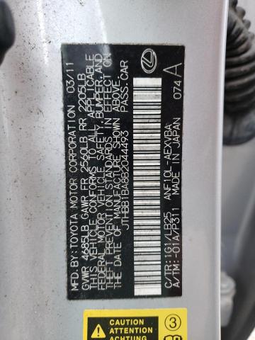 2011 LEXUS HS 250H JTHBB1BA8B2044493