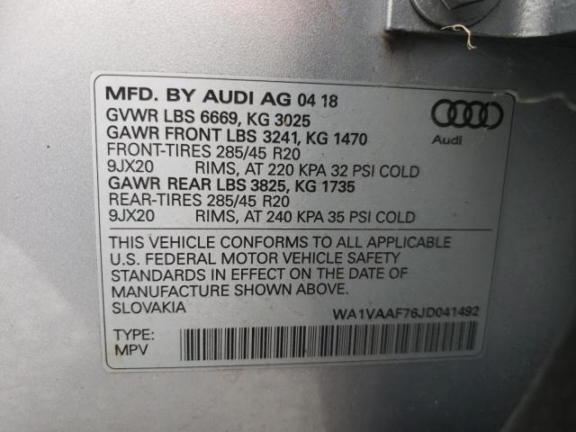 VIN WA1VAAF76JD041492 2018 Audi Q7, Prestige no.10