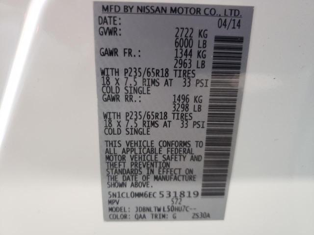 2014 INFINITI QX60 HYBRI 5N1CL0MM6EC531819