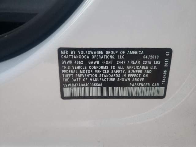 2018 VOLKSWAGEN PASSAT GT 1VWJM7A33JC035588