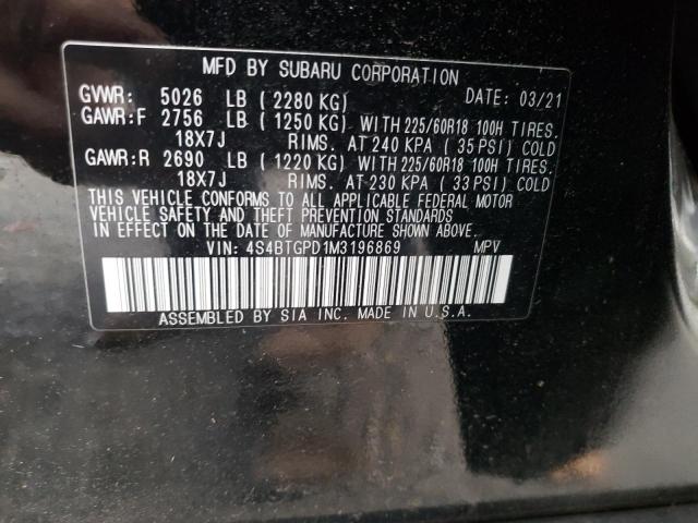 2021 SUBARU OUTBACK TO 4S4BTGPD1M3196869