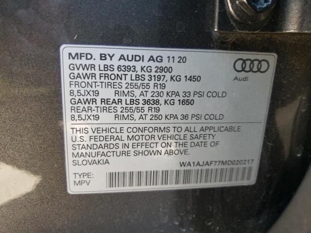 VIN WA1AJAF77MD020217 2021 Audi Q7, Premium no.10