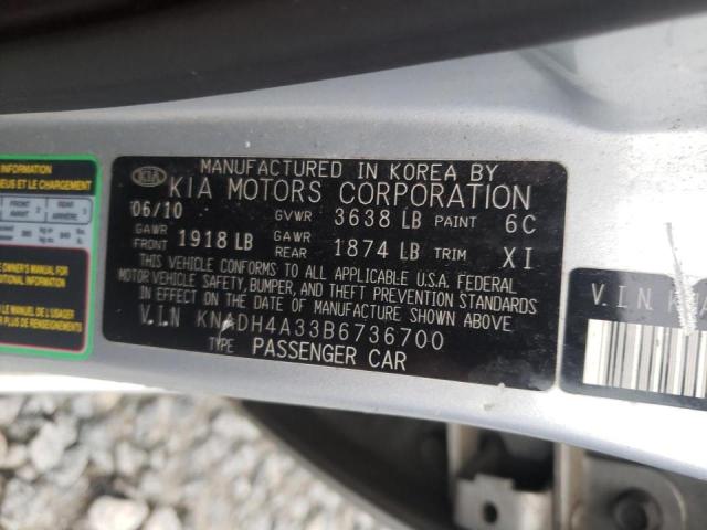 2011 KIA RIO BASE KNADH4A33B6736700