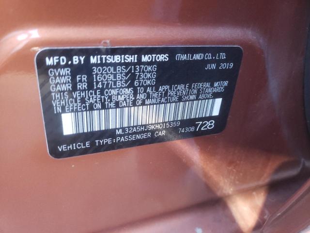 2019 MITSUBISHI MIRAGE LE ML32A5HJ9KH015359