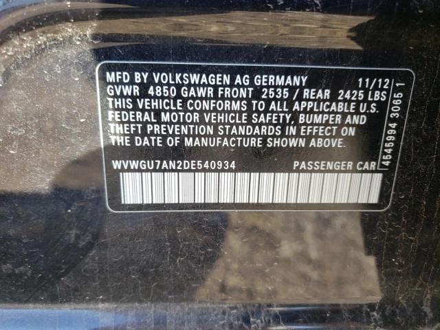 2013 VOLKSWAGEN CC VR6 4MO WVWGU7AN2DE540934