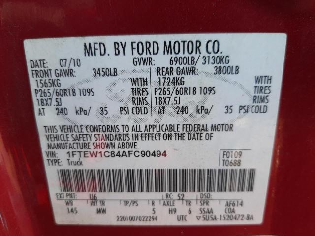 1FTEW1C84AFC90494 Ford F150 Super 2010. Фото: 9