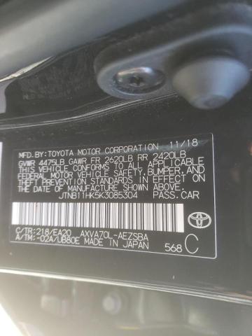 JTNB11HK5K3085304 Toyota Camry L 2019. Фото: 9