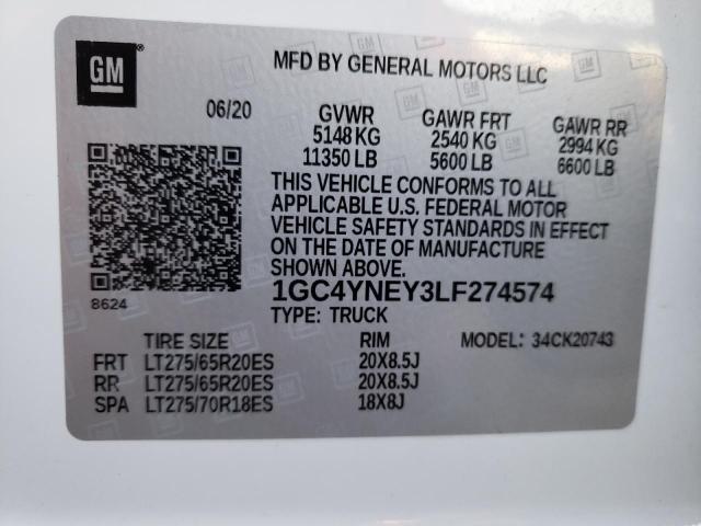 2020 CHEVROLET 2500 HD 1GC4YNEY3LF274574