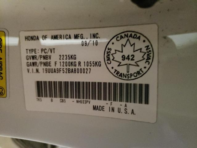 2011 ACURA TL 19UUA9F52BA800027