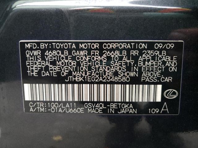 2010 LEXUS ES350 JTHBK1EG2A2348580