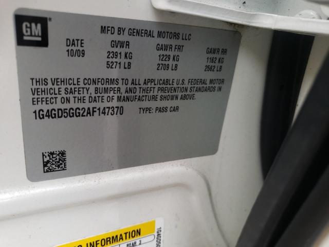 2010 BUICK LACROSSE C 1G4GD5GG2AF147370