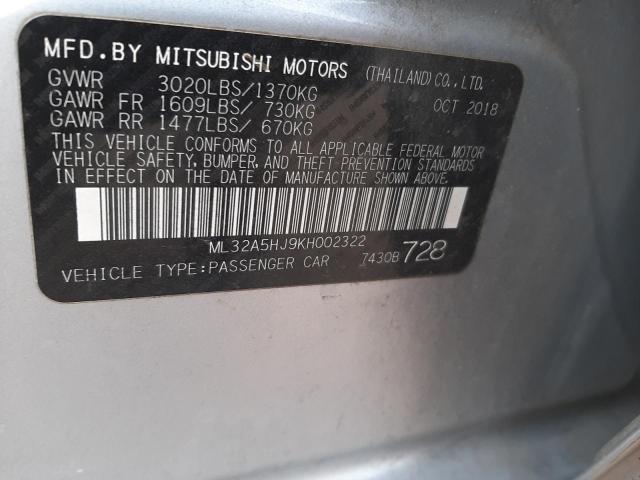 2019 MITSUBISHI MIRAGE LE ML32A5HJ9KH002322