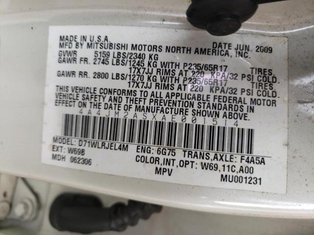 2010 MITSUBISHI ENDEAVOR L 4A4JM2ASXAE001514