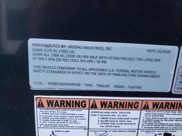 2018 ARCTIC CAT TRAILER 5YCBE1620JH049108