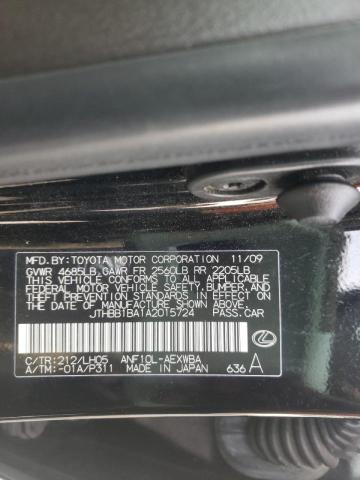 2010 LEXUS HS 250H JTHBB1BA1A2015724
