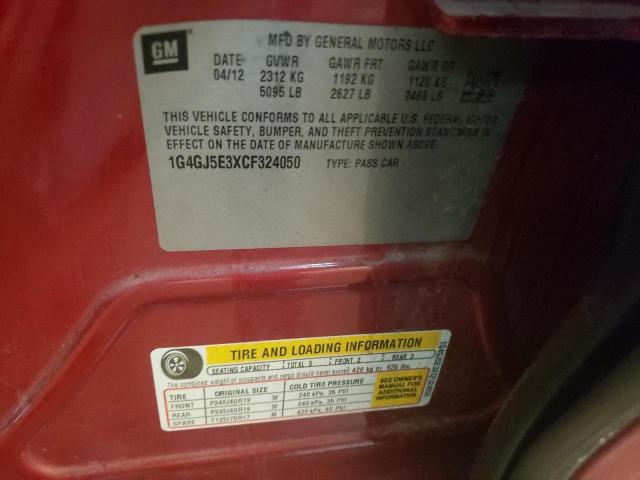 2012 BUICK LACROSSE T 1G4GJ5E3XCF324050