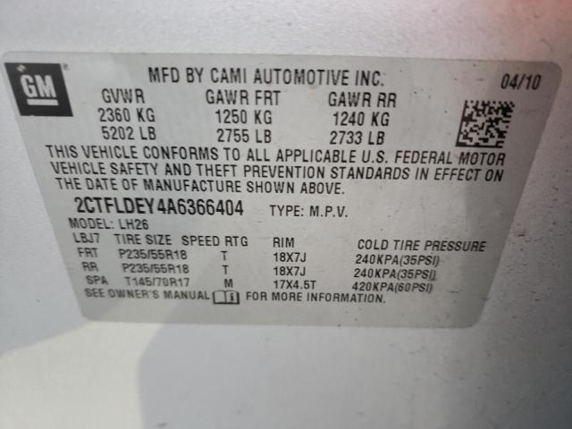 2010 GMC TERRAIN 2CTFLDEY4A6366404