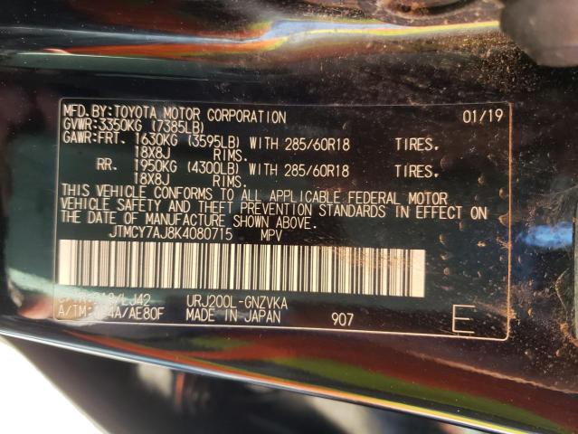 2019 TOYOTA LAND CRUIS JTMCY7AJ8K4080715