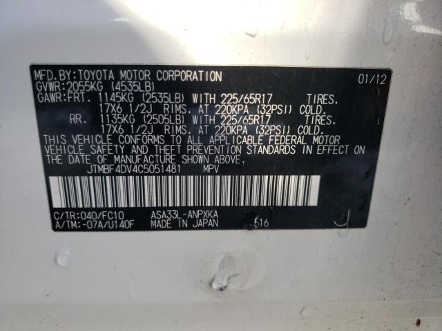 2012 TOYOTA RAV4 - JTMBF4DV4C5051481