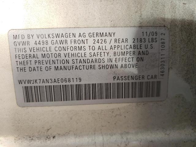 2010 VOLKSWAGEN PASSAT KOM WVWJK7AN3AE068119