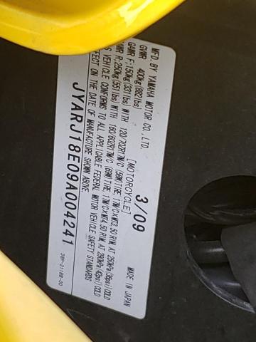 2009 YAMAHA FZ6 R JYARJ18E09A004241