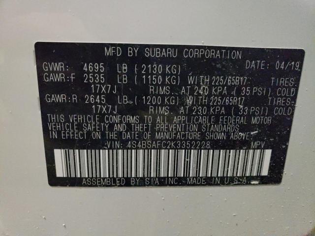 2019 SUBARU OUTBACK 2. - 4S4BSAFC2K3352228