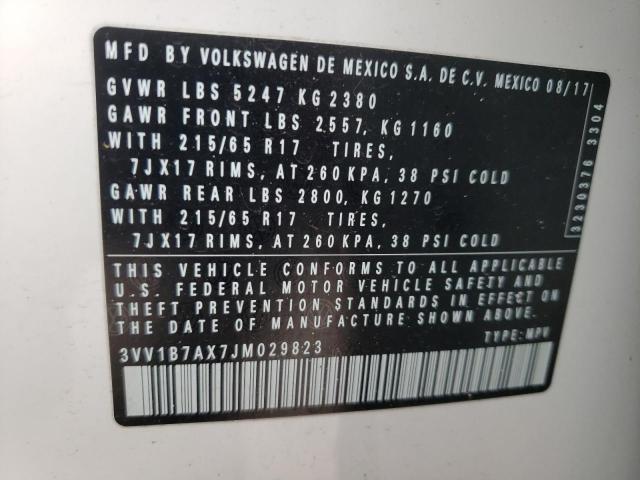 3VV1B7AX7JM029823 Volkswagen Tiguan S 2018. Фото: 9