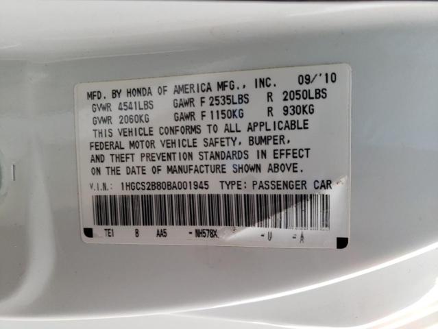 2011 HONDA ACCORD EXL 1HGCS2B80BA001945