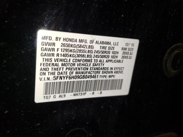 2016 HONDA PILOT ELIT 5FNYF6H09GB049461