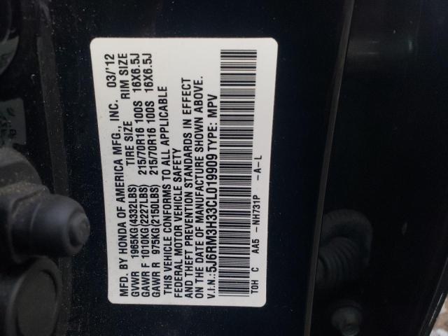 2012 HONDA CR-V 5J6RM3H33CL019909