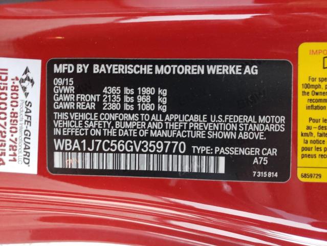 2016 BMW M235I WBA1J7C56GV359770
