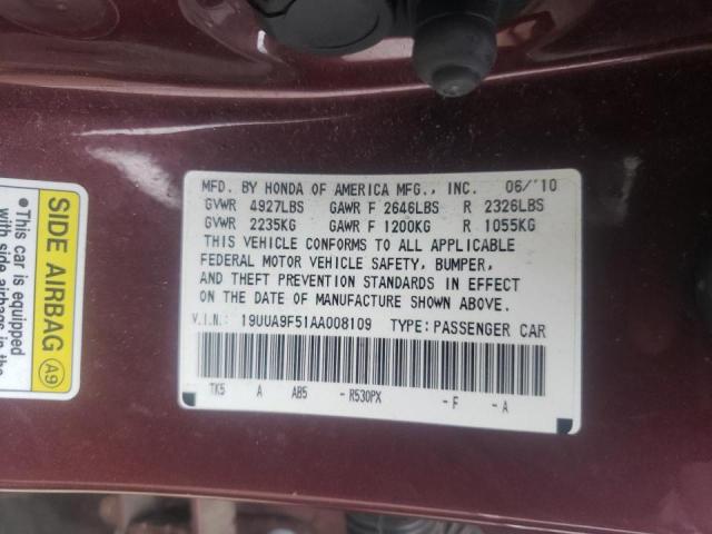2010 ACURA TL 19UUA9F51AA008109