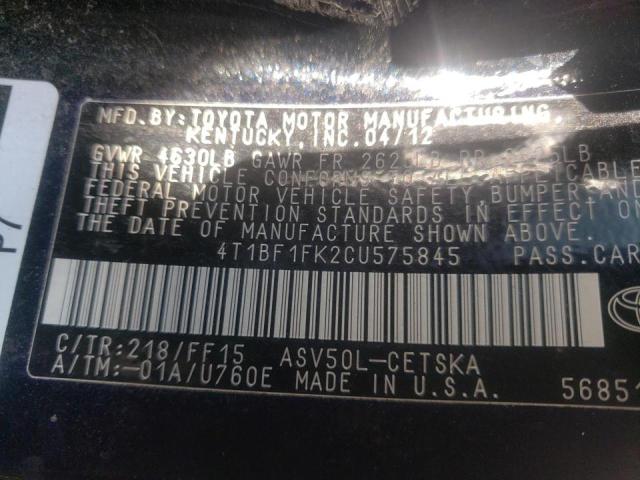 2012 TOYOTA CAMRY SE A 4T1BF1FK2CU575845