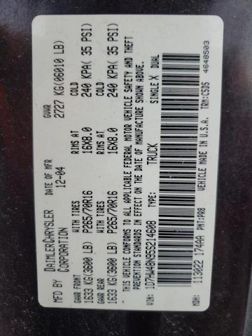 2005 DODGE DAKOTA QUA 1D7HW48N95S214608