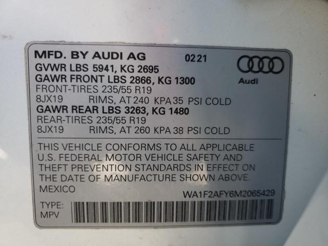 2021 AUDI Q5 E PREST WA1F2AFY6M2065429