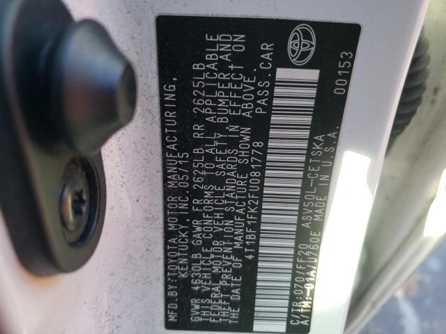 4T1BF1FK2FU081778 Toyota Camry Le 2015. Фото: 9