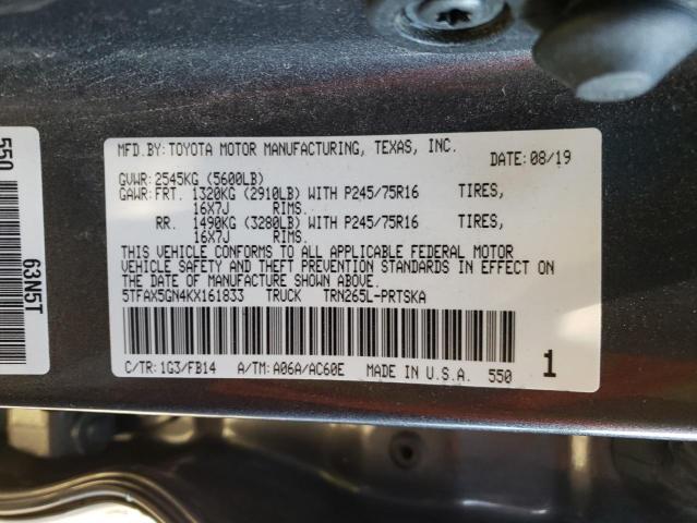 5TFAX5GN4KX161833 Toyota Tacoma Dou 2019. Фото: 9