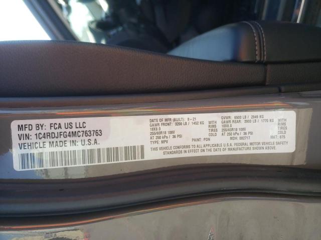 2021 DODGE DURANGO PU 1C4RDJFG4MC763763